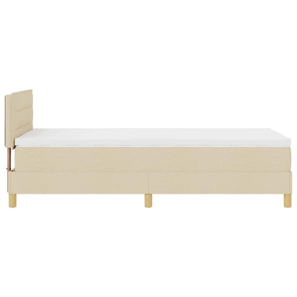 vidaXL LED Box Spring Bed with LED Light Strips Cream 100 x 200 cm Fabric