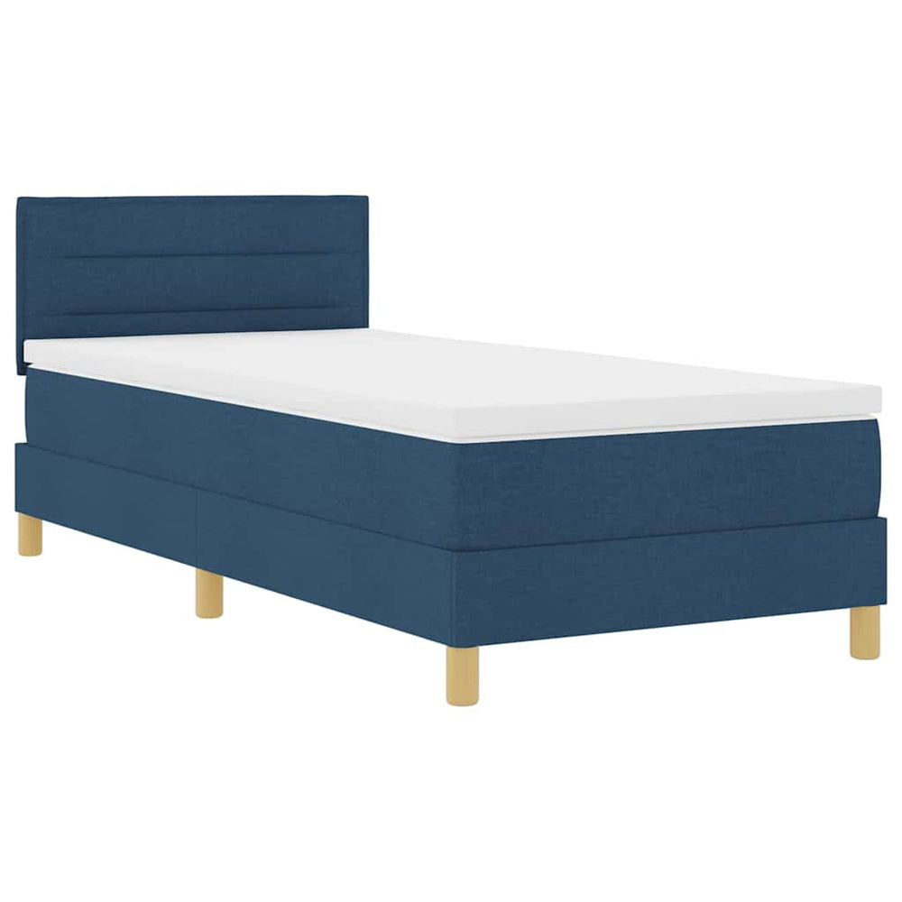 vidaXL LED Box Spring Bed with LED Strips Blue 100 x 200 cm Fabric