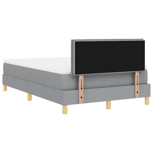 vidaXL LED Box Spring Bed with Headboard Light Gray 120 x 190 cm Fabric