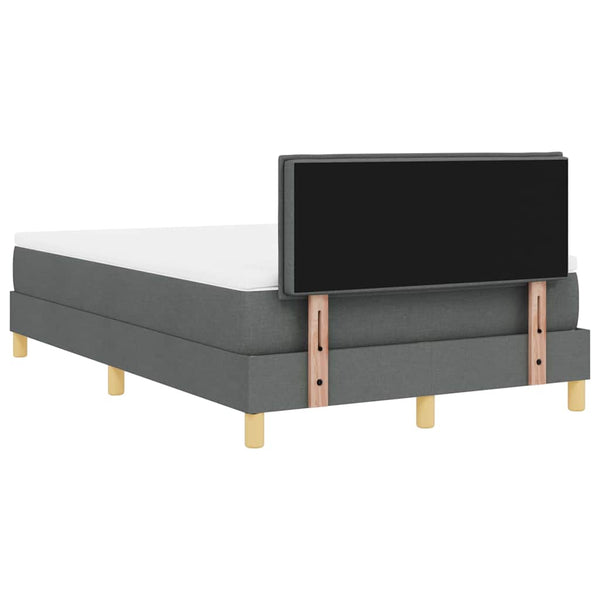 vidaXL LED Box Spring Bed with Headboard Dark Grey 120 x 190 cm Fabric