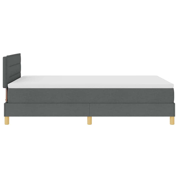 vidaXL LED Box Spring Bed with Headboard Dark Grey 120 x 190 cm Fabric