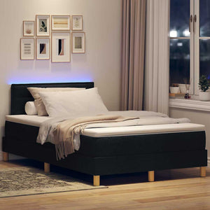 vidaXL LED Box Spring Bed with Headboard Black 120 x 190 cm Fabric