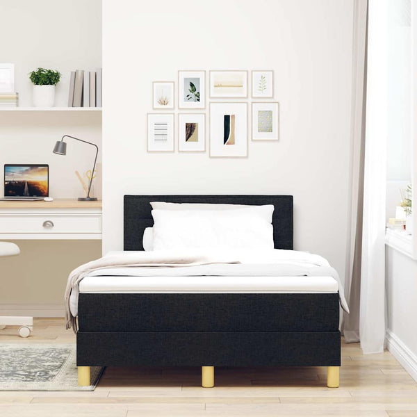 vidaXL LED Box Spring Bed with Headboard Black 120 x 190 cm Fabric