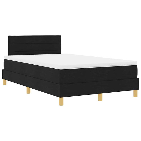 vidaXL LED Box Spring Bed with Headboard Black 120 x 190 cm Fabric