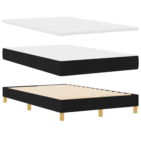 vidaXL LED Box Spring Bed with Headboard Black 120 x 190 cm Fabric
