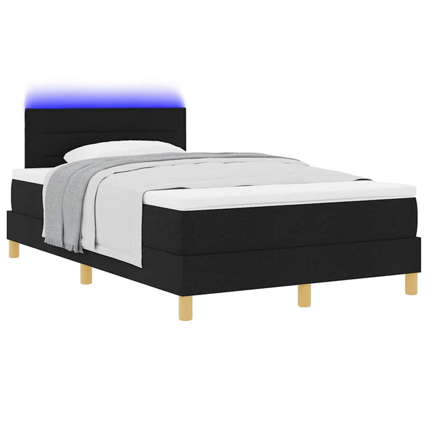 vidaXL LED Box Spring Bed with Headboard Black 120 x 190 cm Fabric