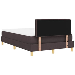 vidaXL LED Box Spring Bed with Headboard Dark Brown 120 x 190 cm Fabric