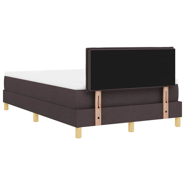 vidaXL LED Box Spring Bed with Headboard Dark Brown 120 x 190 cm Fabric