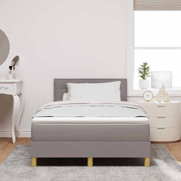 vidaXL LED Box Spring Bed with LED Strips Taupe 120 x 190 cm Fabric