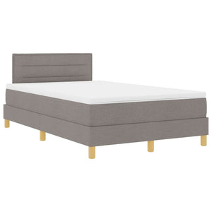 vidaXL LED Box Spring Bed with LED Strips Taupe 120 x 190 cm Fabric