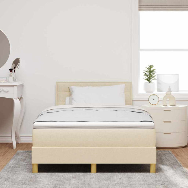 vidaXL LED Box Spring Bed with LED Light Strips Cream 120 x 190 cm Fabric