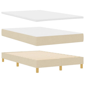 vidaXL LED Box Spring Bed with LED Light Strips Cream 120 x 190 cm Fabric