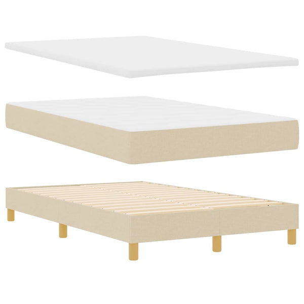 vidaXL LED Box Spring Bed with LED Light Strips Cream 120 x 190 cm Fabric