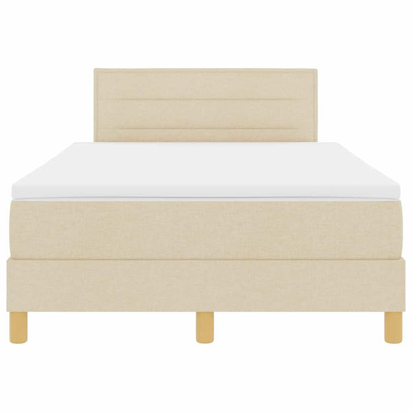 vidaXL LED Box Spring Bed with LED Light Strips Cream 120 x 190 cm Fabric