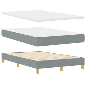 vidaXL LED Box Spring Bed with Headboard Light Gray 120 x 200 cm Fabric