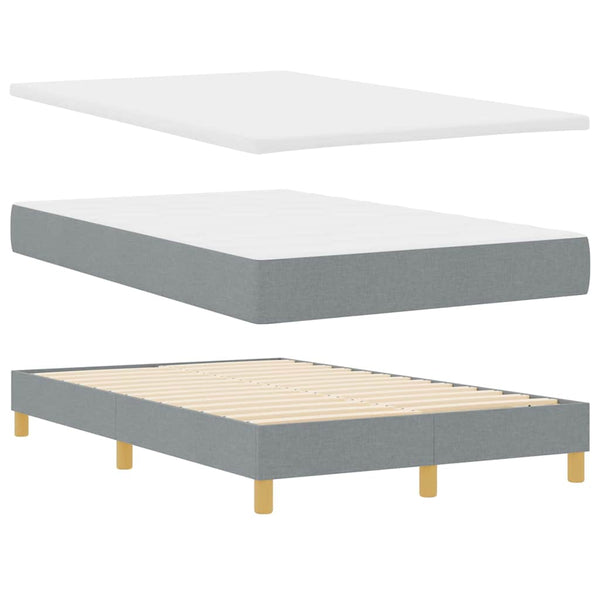 vidaXL LED Box Spring Bed with Headboard Light Gray 120 x 200 cm Fabric