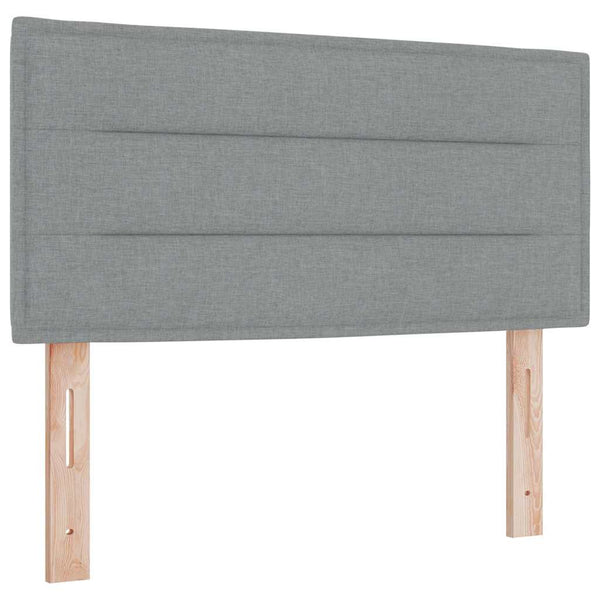 vidaXL LED Box Spring Bed with Headboard Light Gray 120 x 200 cm Fabric