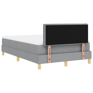 vidaXL LED Box Spring Bed with Headboard Light Gray 120 x 200 cm Fabric