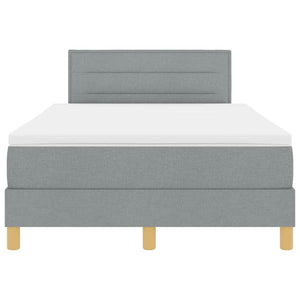 vidaXL LED Box Spring Bed with Headboard Light Gray 120 x 200 cm Fabric