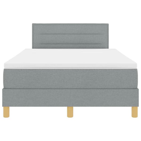 vidaXL LED Box Spring Bed with Headboard Light Gray 120 x 200 cm Fabric