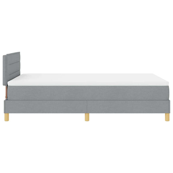 vidaXL LED Box Spring Bed with Headboard Light Gray 120 x 200 cm Fabric