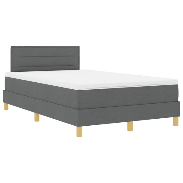 vidaXL LED Box Spring Bed with Headboard Dark Grey 120 x 200 cm Fabric