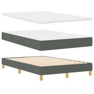 vidaXL LED Box Spring Bed with Headboard Dark Grey 120 x 200 cm Fabric