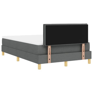 vidaXL LED Box Spring Bed with Headboard Dark Grey 120 x 200 cm Fabric