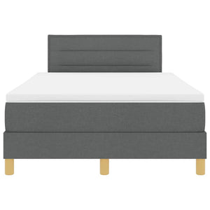 vidaXL LED Box Spring Bed with Headboard Dark Grey 120 x 200 cm Fabric