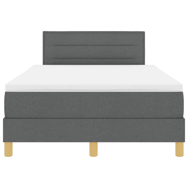 vidaXL LED Box Spring Bed with Headboard Dark Grey 120 x 200 cm Fabric