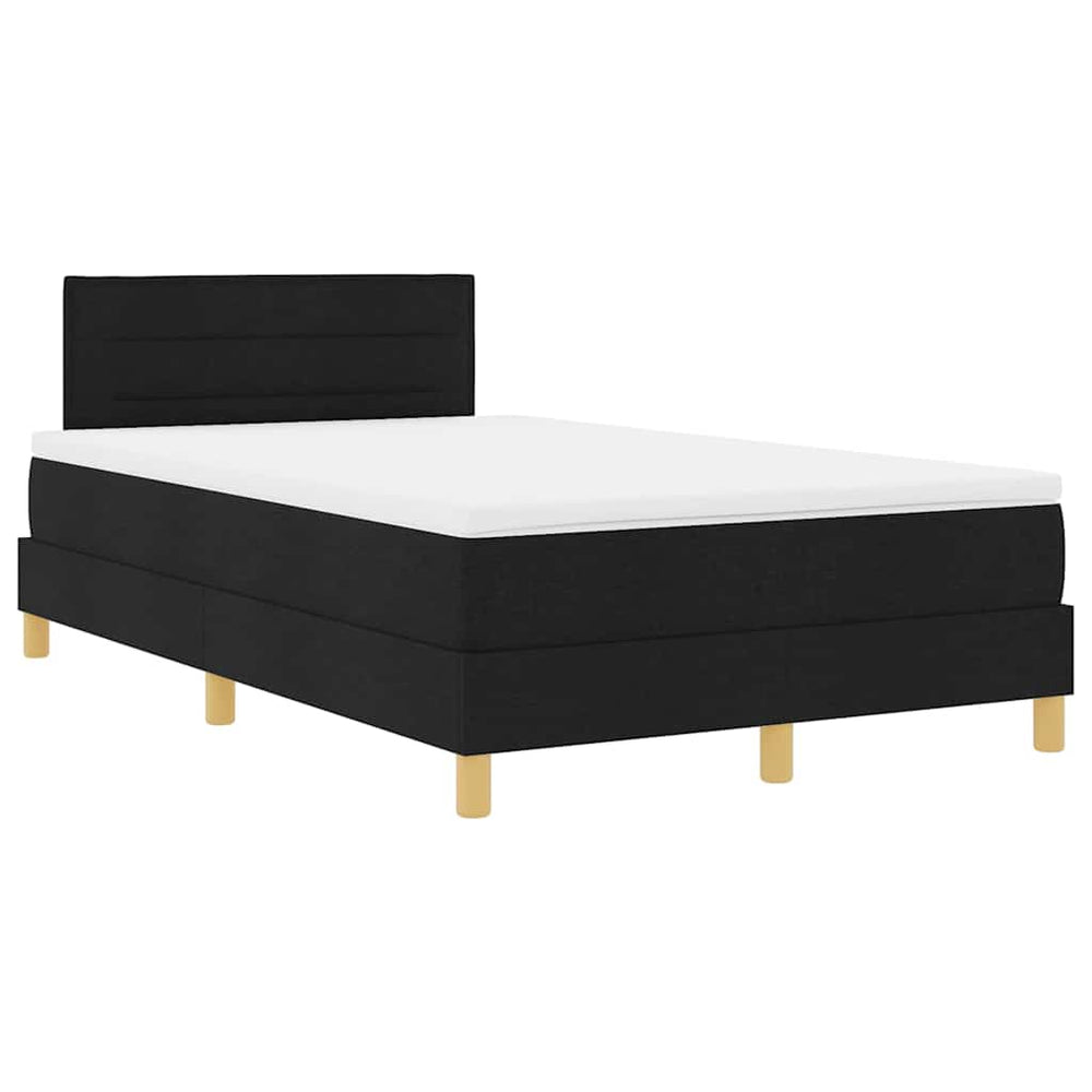 vidaXL LED Box Spring Bed with Headboard Black 120 x 200 cm Fabric