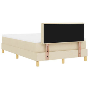 vidaXL LED Box Spring Bed with LED Strips Cream 120 x 200 cm Fabric
