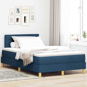 vidaXL LED Box Spring Bed with LED Strips Blue 120 x 200 cm Fabric