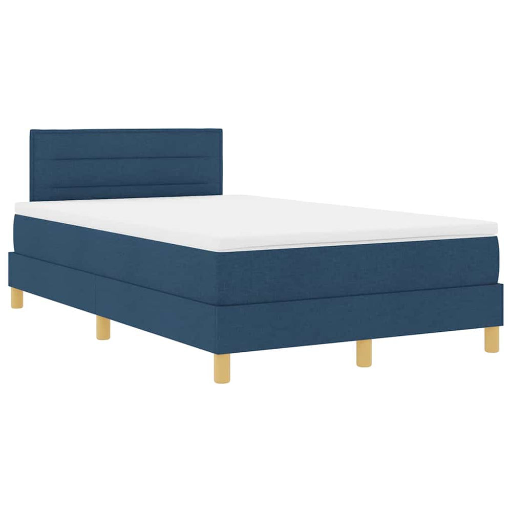 vidaXL LED Box Spring Bed with LED Strips Blue 120 x 200 cm Fabric