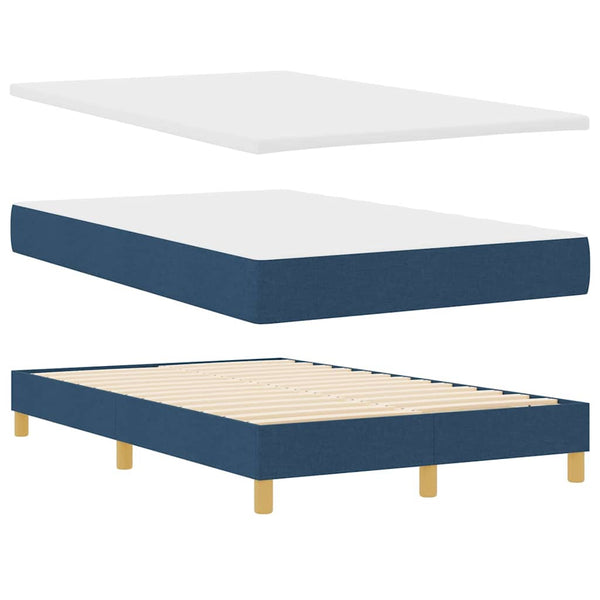 vidaXL LED Box Spring Bed with LED Strips Blue 120 x 200 cm Fabric