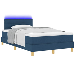 vidaXL LED Box Spring Bed with LED Strips Blue 120 x 200 cm Fabric