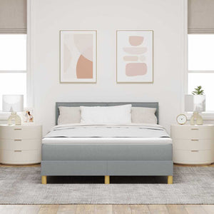 vidaXL LED Box Spring Bed with Headboard Light Gray 140 x 190 cm Fabric