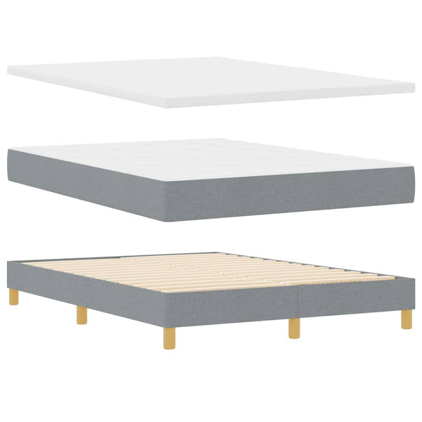 vidaXL LED Box Spring Bed with Headboard Light Gray 140 x 190 cm Fabric