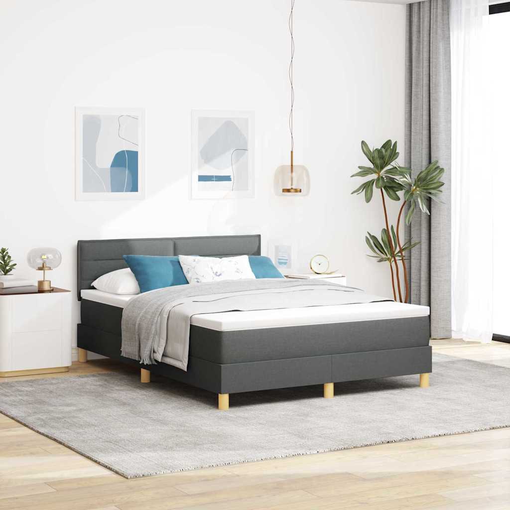 vidaXL LED Divan Bed with Headboard Dark Grey 140 x 190 cm Fabric