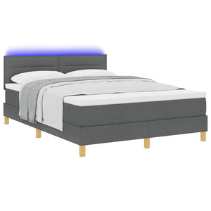 vidaXL LED Divan Bed with Headboard Dark Grey 140 x 190 cm Fabric