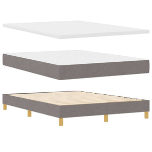 vidaXL LED Box Spring Bed with LED Light Strips Taupe 140 x 190 cm Fabric