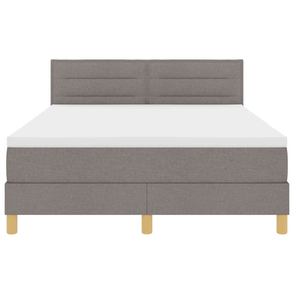 vidaXL LED Box Spring Bed with LED Light Strips Taupe 140 x 190 cm Fabric