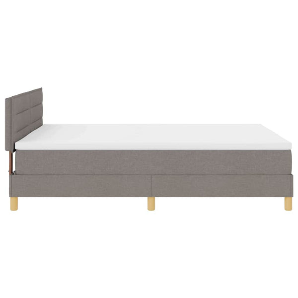 vidaXL LED Box Spring Bed with LED Light Strips Taupe 140 x 190 cm Fabric