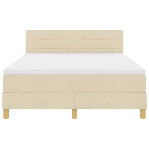 vidaXL LED Box Spring Bed with LED Strips Cream 140 x 190 cm Fabric