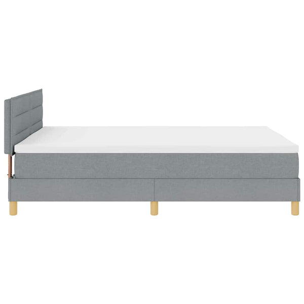 vidaXL LED Box Spring Bed with Headboard Light Gray 140 x 200 cm Fabric