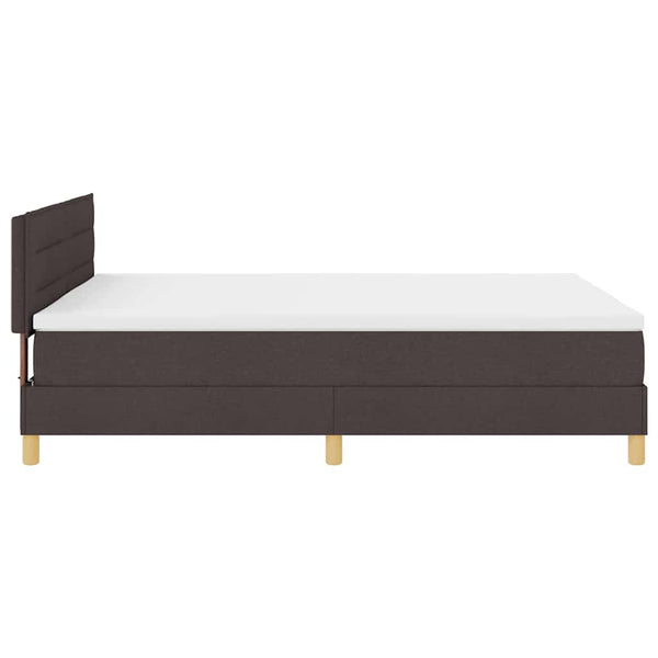 vidaXL LED Box Spring Bed with Headboard Dark Brown 140 x 200 cm Fabric