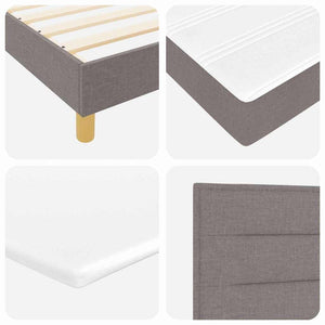 vidaXL LED Box Spring Bed with LED Strips Taupe 140 x 200 cm Fabric