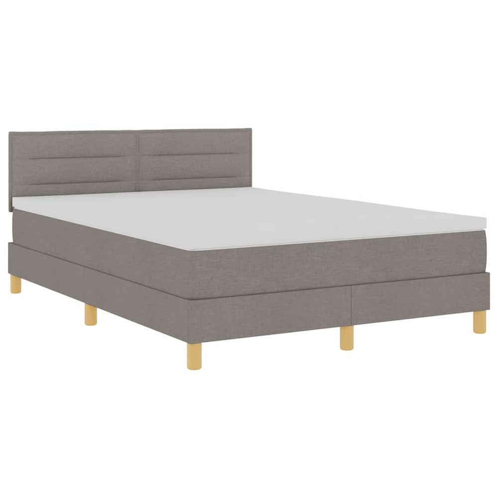 vidaXL LED Box Spring Bed with LED Strips Taupe 140 x 200 cm Fabric