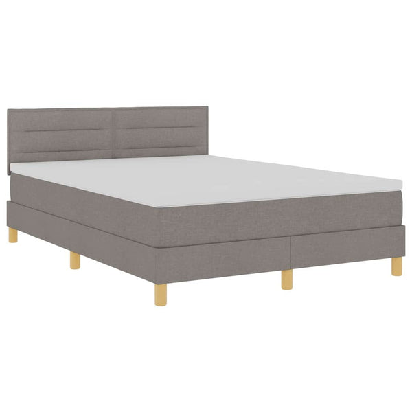 vidaXL LED Box Spring Bed with LED Strips Taupe 140 x 200 cm Fabric