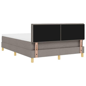 vidaXL LED Box Spring Bed with LED Strips Taupe 140 x 200 cm Fabric